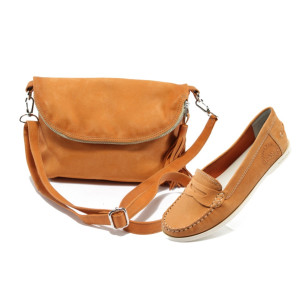 Оранжеви дамски мокасини и чанта комплект S.Oliver 24213 + ИО 28 оранжKP