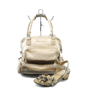 Бежови дамски сандали и чанта комплект ИО 1364+2 бежовиKP