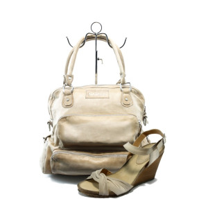 Бежови дамски сандали и чанта комплект ИО 1357+2 бежовиKP