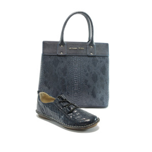 Дамски обувки и чанта комплект МИ 403 и СБ 1122 синя анакондаKP