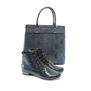 Дамски обувки и чанта комплект МИ 107-257 и СБ 1122 синя анакондаKP