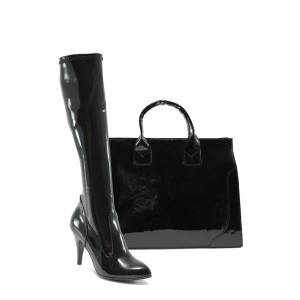 Дамски обувки и чанта комплект МИ 12100 и АИ 015 черен лакKP