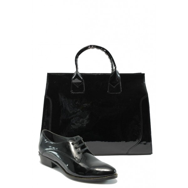 Дамски обувки и чанта комплект ГА 790-25 и АИ 015 черен лакKP