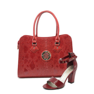Червени дамски сандали и чанта комплект СБ 1124 + МИ 143KP