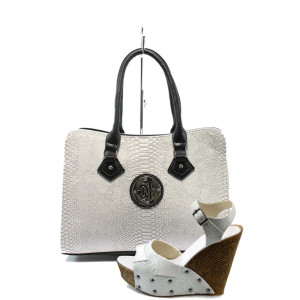 Бели дамски сандали и чанта комплект МИ 50-1949 + СБ 1124KP Бели дамски сандали и чанта комплект МИ 50-1949 + СБ 1124KP