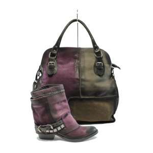 Дамски обувки и чанта комплект ИО 1510 и ИО 12 черен-лилавKP