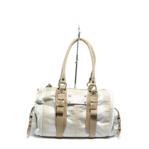 Бяла дамска чанта ИО 5 бяло-бежовоKP