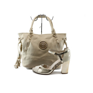 Златисти сандали и чанта комплект ИО 1470-5328 златноKP