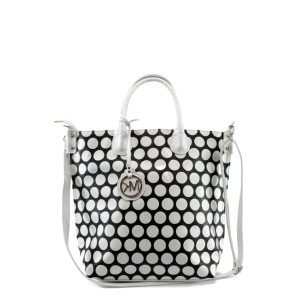 Черна дамска чанта СБ 1129 черна с бели точкиKP