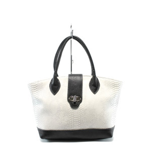 Дамска чанта бяла СБ 1109 бяла кожа анакондаKP