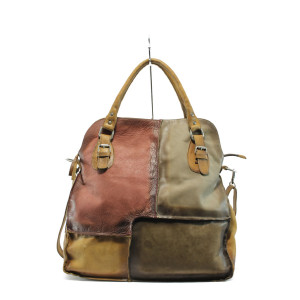 Дамска чанта естествена кожа ИО 12 камелKP