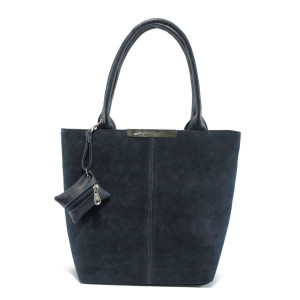 Синя дамска чанта велурена АИ 1036 син велурKP