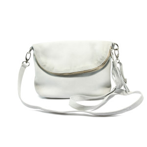 Бяла дамска чанта естествена кожа ИО 28 бялKP