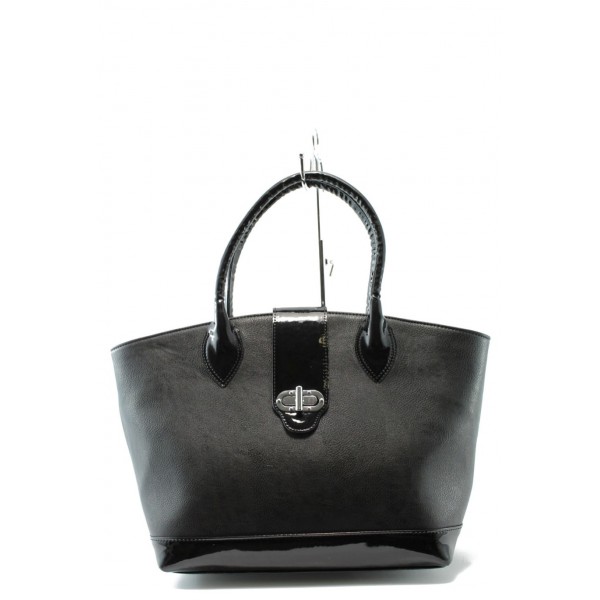 Стилна черна дамска чанта СБ 1109 черна кожаKP