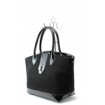 Стилна велурена дамска чанта СБ 1109 черен велурKP