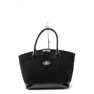 Стилна велурена дамска чанта СБ 1109 черен велурKP