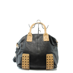 Дамска чанта черно с бежово ФР 03-С76 чернаKP