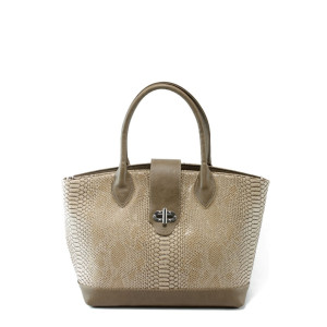 Стилна дамска чанта бежова анаконда СБ 1109 бежова кожа анакондаKP