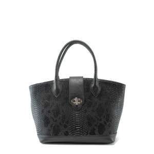 Черна дамска чанта кожа-анаконда СБ 1109 черна кожа анакондаKP