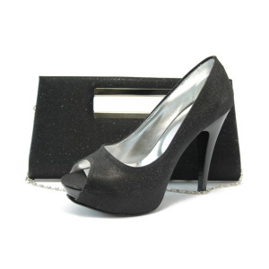 Черни дамски обувки и чанта комплект МИ 1701-3 черноKP