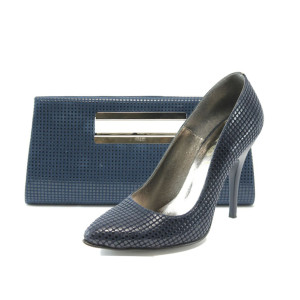 Сини дамски обувки и чанта комплект ЕО 25002-5 синKP