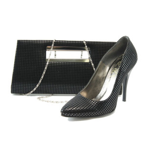 Черни дамски обувки и чанта комплект ЕО 25002-5 черенKP