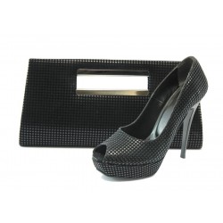 Черни дамски обувки и чанта комплект ДС 3390-5 черенKP