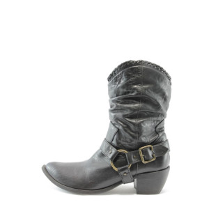 Дамски боти естествена кожа черни ГО 4045KP