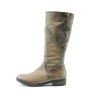 Дамски ботуши кафяви от естествена кожа ИО 1204KP