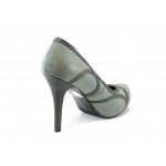 Дамски обувки сиви висок ток ФР 0155KP