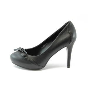 Дамски обувки черни на ток КП 0925KP