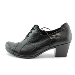 Дамски обувки черни на среден ток с връзки НЛ 70ЧKP