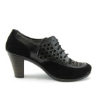 Дамски обувки с връзки черни на среден ток МИ 230чKP