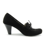 Дамски обувки велурени черни на висок ток ЕО 121KP