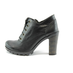 Дамски обувки черни на висок ток естествена кожа МИ 010ЧKP