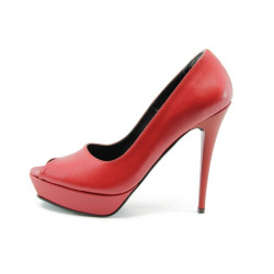 Дамски обувки червени стилни на висок ток ДС 3390ЧВKP