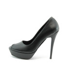 Дамски обувки черни на висок ток от еко-кожа ДС3390ЧKP