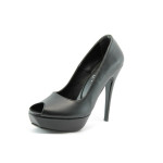 Дамски обувки черни на висок ток от еко-кожа ДС3390ЧKP
