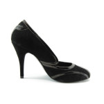 Дамски обувки черни велурени на ток ФЯ 8134216KP