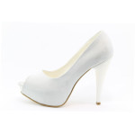 Дамски бели обувки елегантни на висок ток МИ 1701БKP