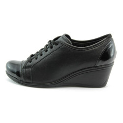 Дамски черни обувки на платформа с връзки МИ18ПЛч.л.KP