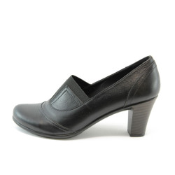 Дамски обувки на среден ток черни с ластик МИ 508ЧKP
