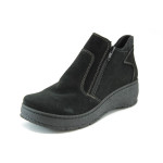Черни дамски боти, естествен набук - всекидневни обувки за есента и зимата N 10009305