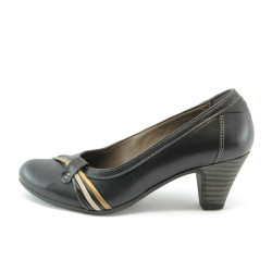 Дамски обувки от естествена кожа черни ГО 0331чKP