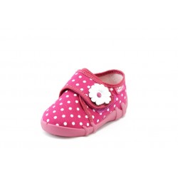 Бебешки пантофки с лепенка розово на точки МА 13-110р.точкиKP