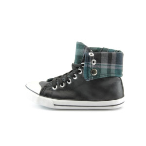 Детски високи кецове с връзки черни БР 1205KP