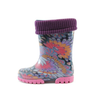 Лилави гумени детски ботушки, pvc материя - всекидневни обувки за есента и зимата N 10009385
