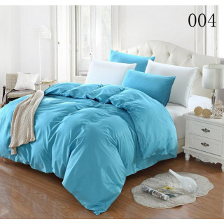 Памучен спален комплект от два цвята – светлосиньо и бяло