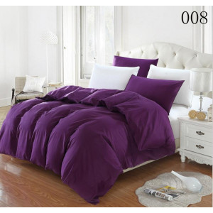 Памучен спален комплект от два цвята – тъмнолилаво и бяло