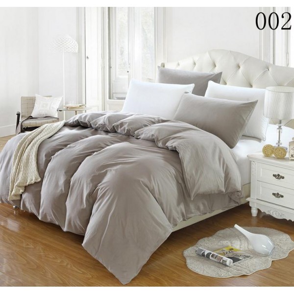 Памучен спален комплект от два цвята – светлосиво и бяло
